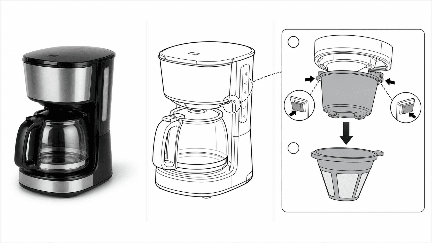 Product photo converted into manual-ready product line art.