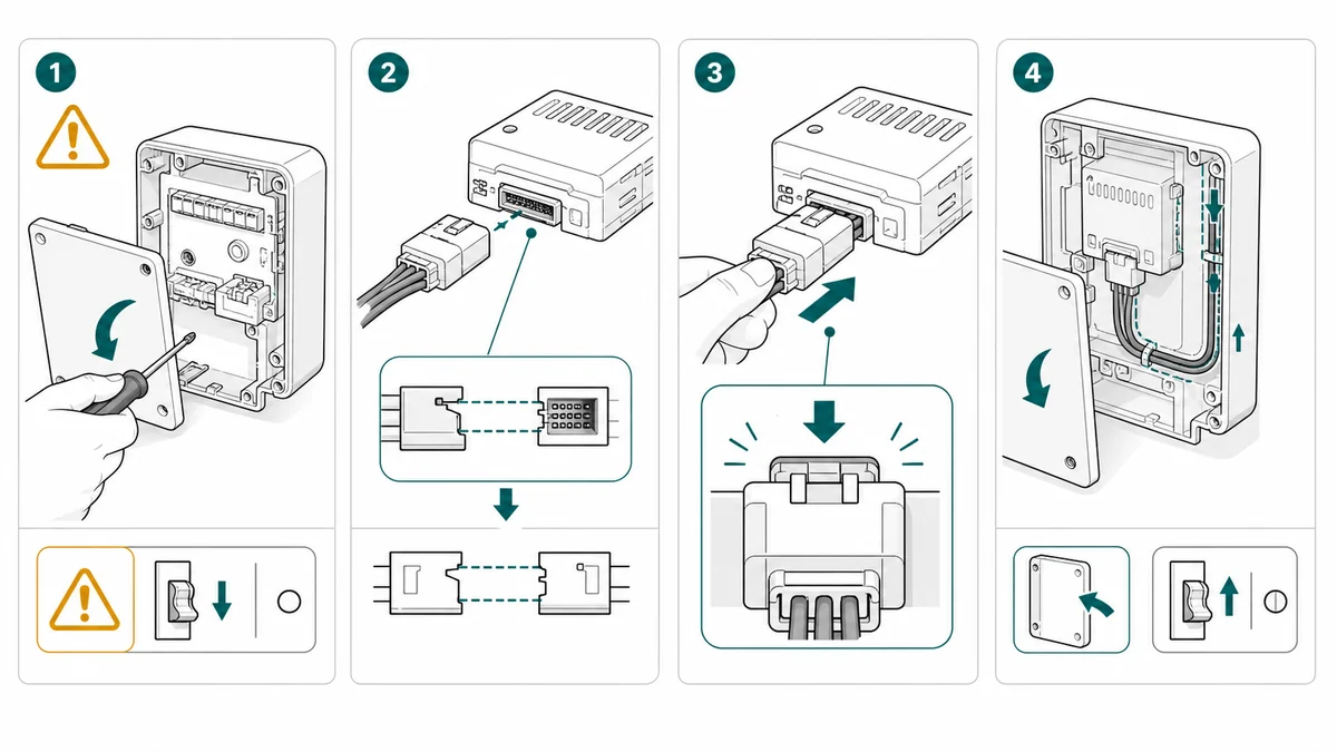 Control module cable installation illustration example