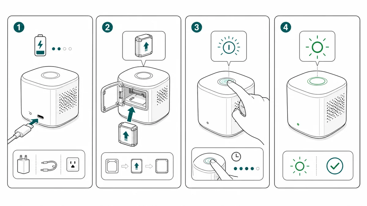 Packaging insert illustration example for a small electronics product