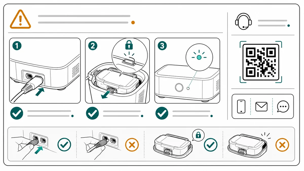 Packaging insert support panel example with pre-support visual checks