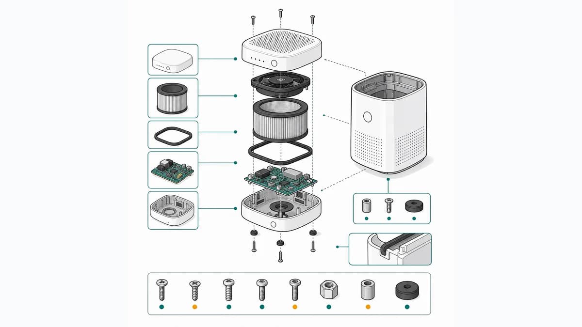 Exploded-view style illustration created without SOLIDWORKS Composer.